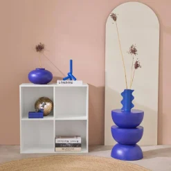 Shelf, bookshelf, wood decor storage module 4 compartments