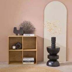 Shelf, bookshelf, wood decor storage module 4 compartments