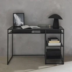 2-shelf desk in black metal