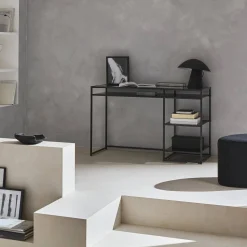 2-shelf desk in black metal