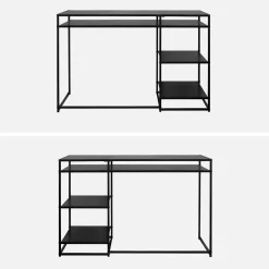 2-shelf desk in black metal