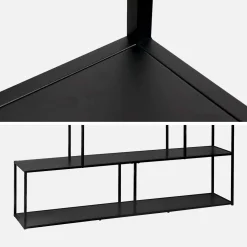 4-shelf industrial bookshelf in black metal
