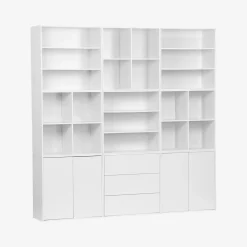 Shelf kit, modular bookcase wood decor 9 elements