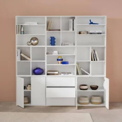 Shelf kit, modular bookcase wood decor 9 elements