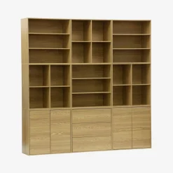 Shelf kit, modular bookcase wood decor 9 elements