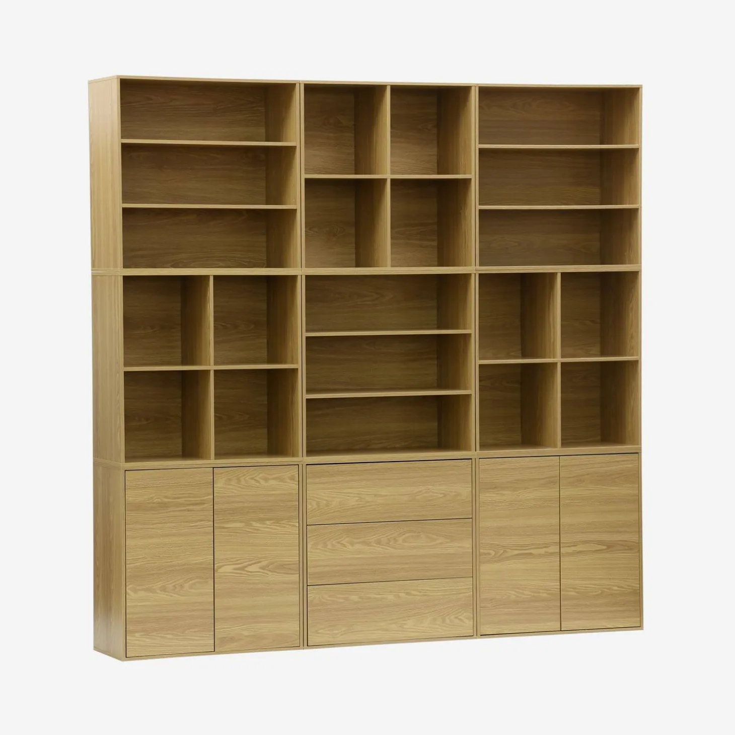 Shelf kit, modular bookcase wood decor 9 elements