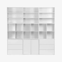 Shelf kit, modular bookshelf wood decor 9 elements
