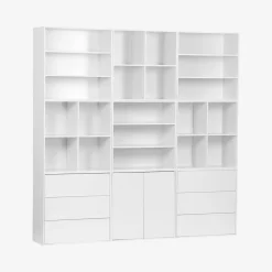 Shelf kit, modular bookshelf wood decor 9 elements