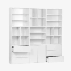 Shelf kit, modular bookshelf wood decor 9 elements