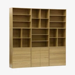 Shelf kit, modular bookshelf wood decor 9 elements