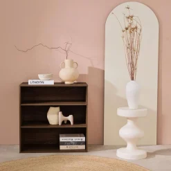 Shelf, library, wood decor storage module 2 shelves
