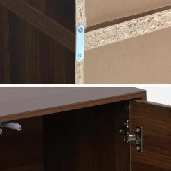 Shelf, modular bookcase with wood decor 3 elements - 2 doors 5 shelves