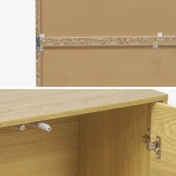 Shelf, modular bookcase with wood decor 3 elements - 2 doors 5 shelves