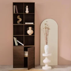 Shelf, modular bookcase wood decor 3 elements - 2 doors 8 compartments