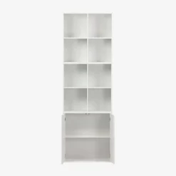 Shelf, modular bookcase wood decor 3 elements - 2 doors 8 compartments