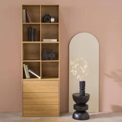 Shelf, modular bookcase wood decor 3 elements - 3 drawers 8 niches