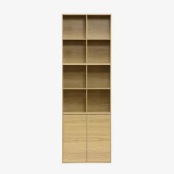 Shelf, modular bookcase wood decor 3 elements - 2 doors 8 compartments