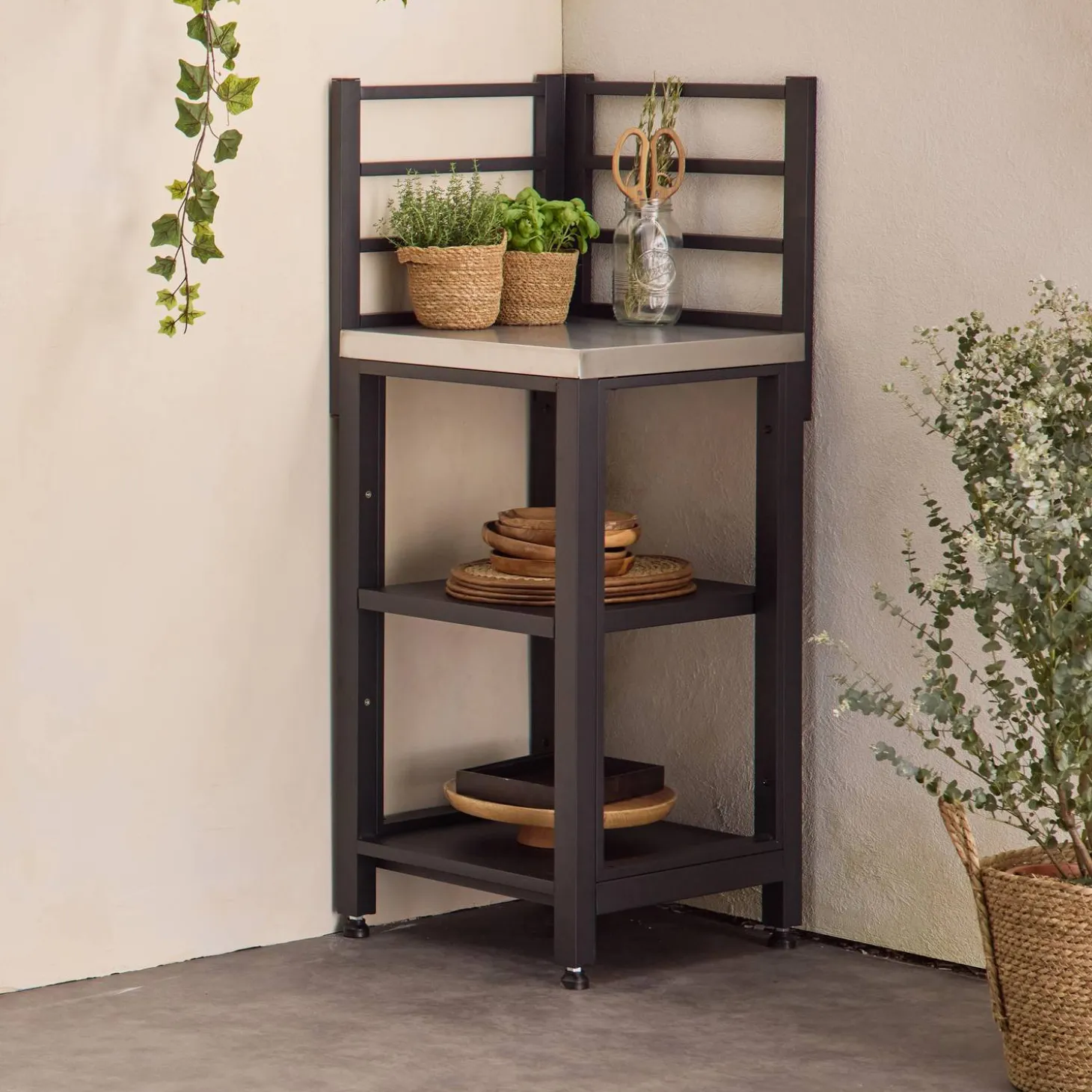 2-shelf steel outdoor kitchen