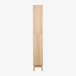 3-shelf storage column wood decor with 2 drawers