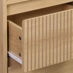 3-shelf storage column wood decor with 2 drawers