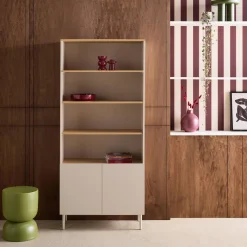 Shelving unit bookcase metal and wood decor 6 levels