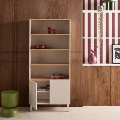 Shelving unit bookcase metal and wood decor 6 levels