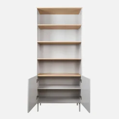 Shelving unit bookcase metal and wood decor 6 levels