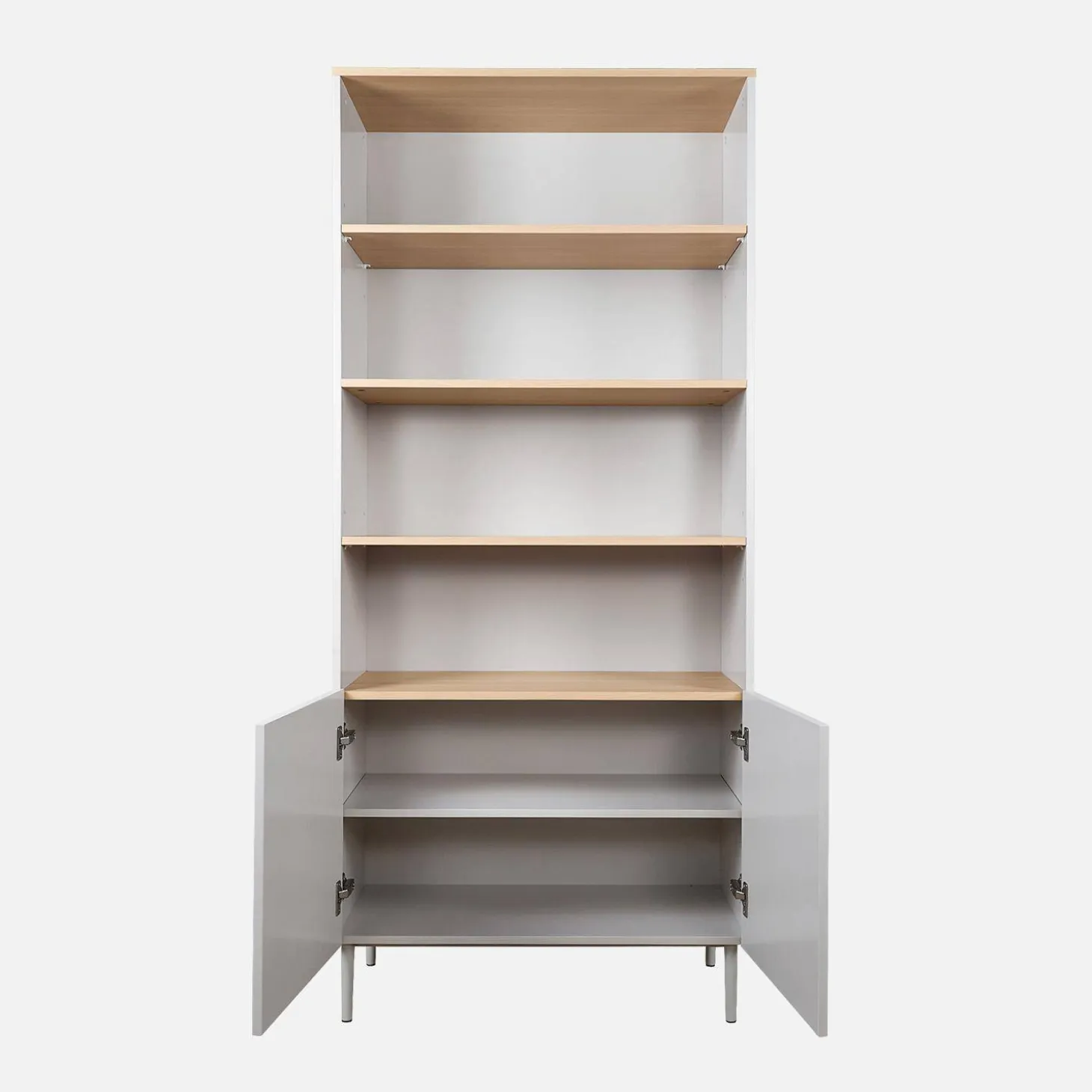 Shelving unit bookcase metal and wood decor 6 levels