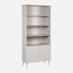 Shelving unit bookcase metal and wood decor 6 levels