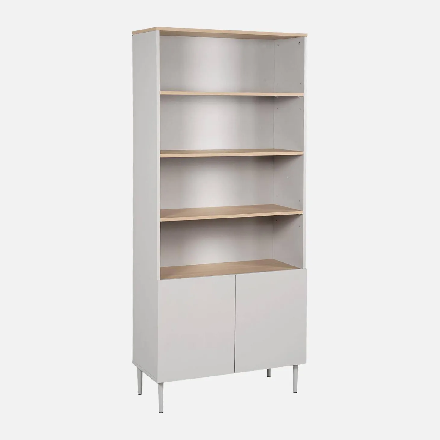 Shelving unit bookcase metal and wood decor 6 levels
