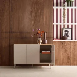 Sideboard metal and wood decor 3 doors 120 cm