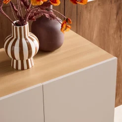 Sideboard metal and wood decor 3 doors 120 cm