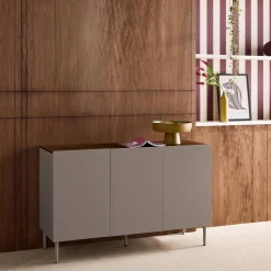 Sideboard metal and wood decor 3 doors 120 cm