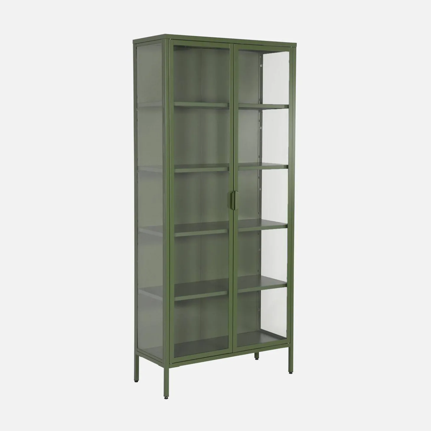 Sideboard, steel and tempered glass china cabinet with 2 doors