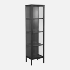 Sideboard, steel and tempered glass display cabinet with 1 door