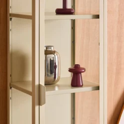 Sideboard, steel and tempered glass display cabinet with 1 door