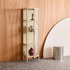 Sideboard, steel and tempered glass display cabinet with 1 door