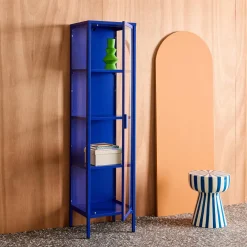 Sideboard, steel and tempered glass display cabinet with 1 door