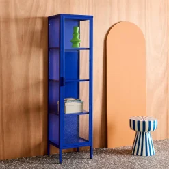 Sideboard, steel and tempered glass display cabinet with 1 door