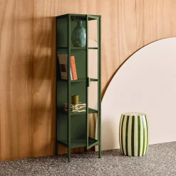 Sideboard, steel and tempered glass display cabinet with 1 door
