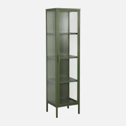 Sideboard, steel and tempered glass display cabinet with 1 door
