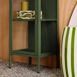 Sideboard, steel and tempered glass display cabinet with 1 door