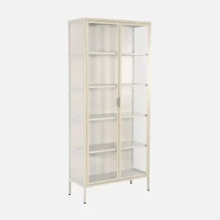 Sideboard, steel and tempered glass china cabinet with 2 doors