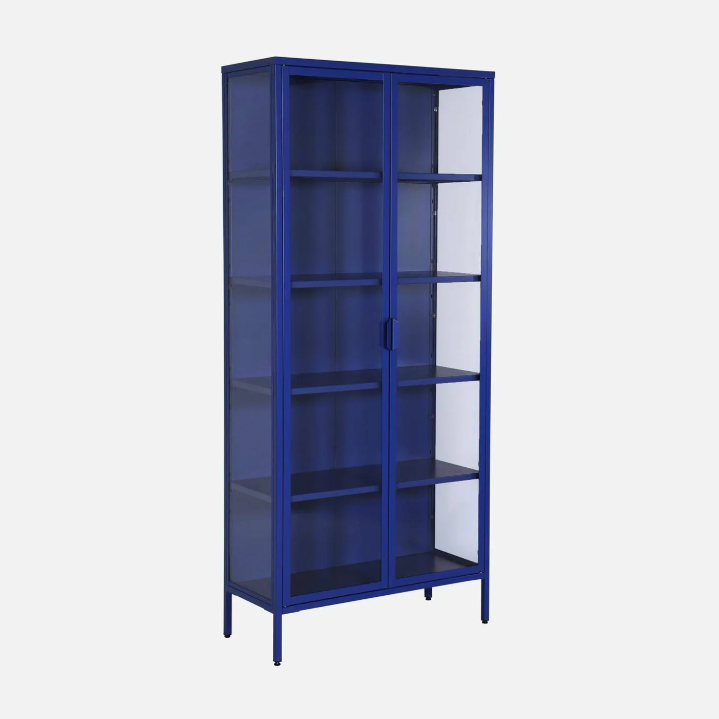 Sideboard, steel and tempered glass china cabinet with 2 doors