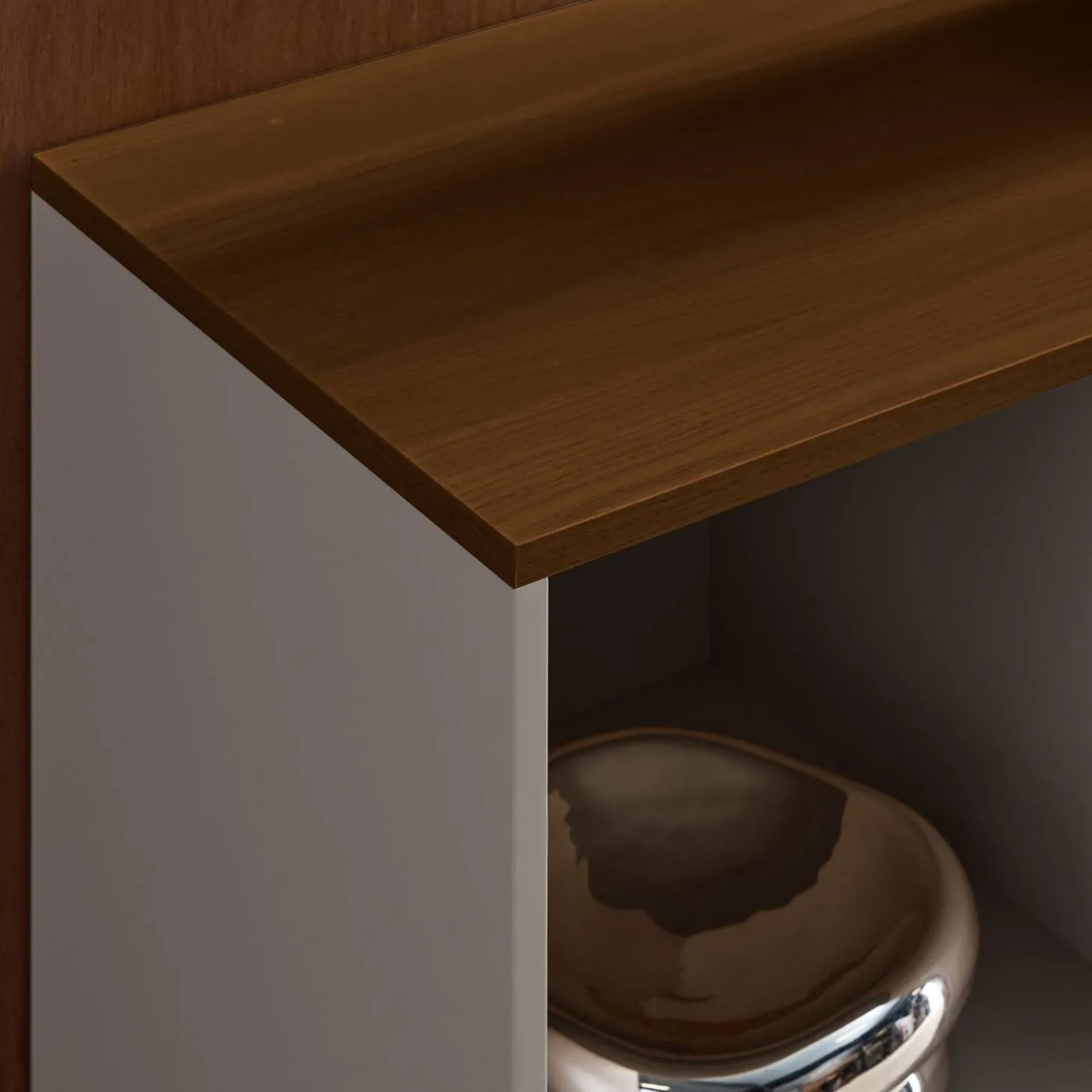 Sideboard storage unit metal with wood decor 1 door 80 cm