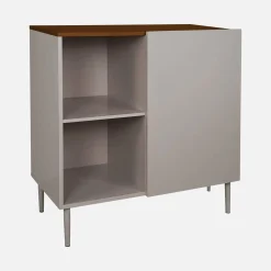 Sideboard storage unit metal with wood decor 1 door 80 cm