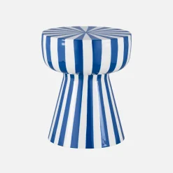 Side table, coffee table, bedside table, enamelled steel two-tone stripes
