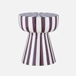 Side table, coffee table, bedside table, enamelled steel two-tone stripes