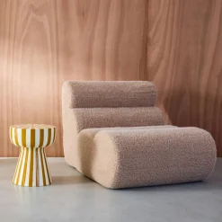 Side table, coffee table, bedside table, enamelled steel two-tone stripes
