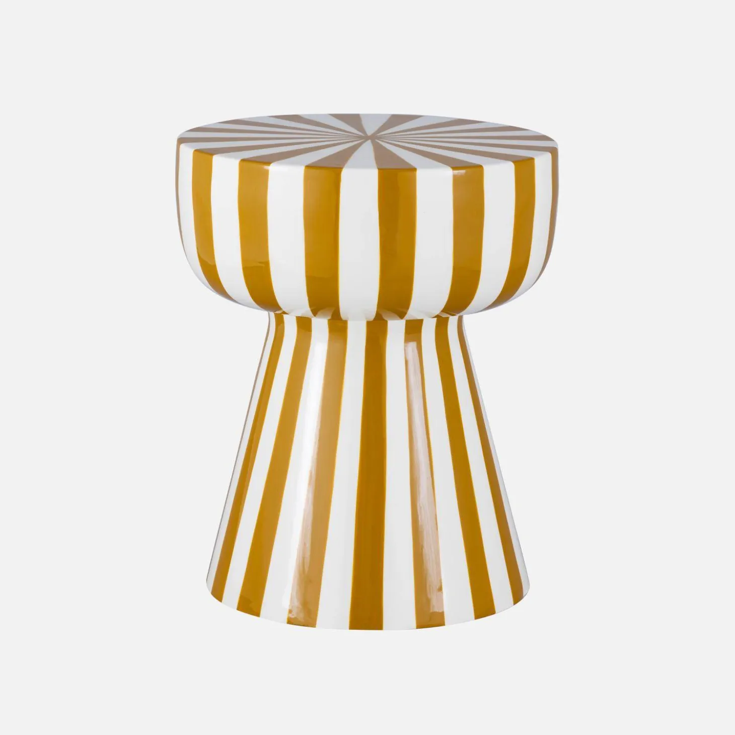 Side table, coffee table, bedside table, enamelled steel two-tone stripes